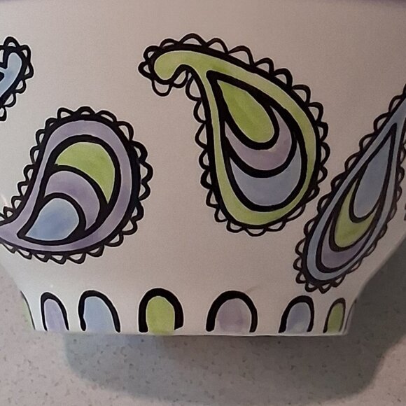 Lorrie Veasey Our Name is Mud Purple Paisley Feline Groovy Bowl - Picture 5 of 14
